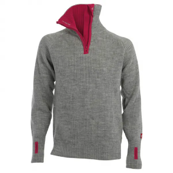Hovedbilde Rav sweater w/zip Grey Melange/Beetrot